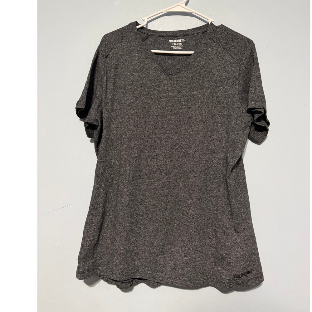Wolverine Women's 2XL Charcoal Gray Heather V-Neck Short Sleeve T-Shirt 1763